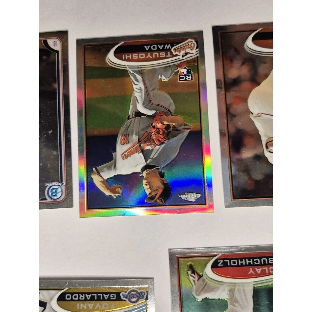 Lot of five 2012 Topps Chrome baseball cards.Includes:Tsuyoshi Wada Refractor